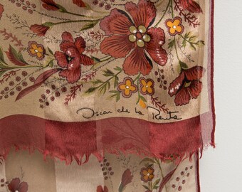Vintage Oscar de la Renta Floral Silk Scarf