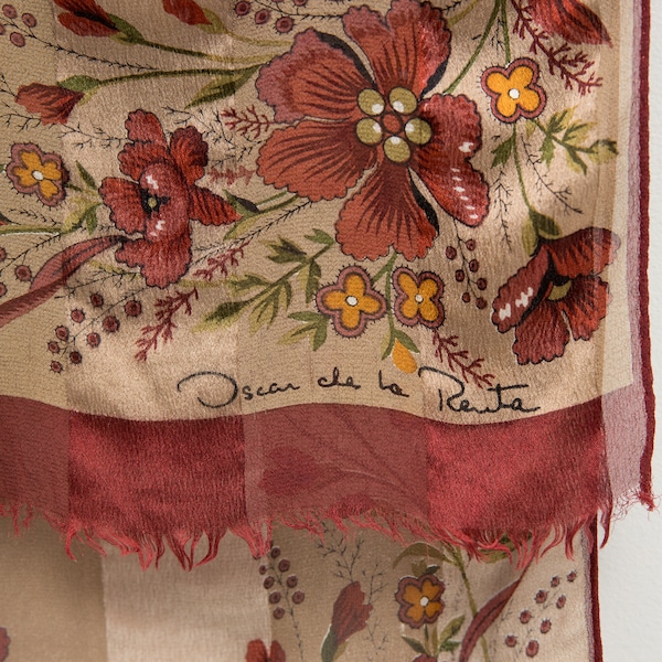 Bufanda de seda floral vintage Oscar de la Renta