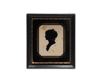 Retrato de silueta enmarcado vintage: doncella colonial, Tallimit Art n.° 163