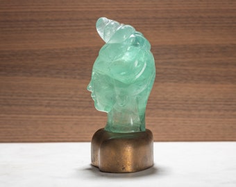 Vintage Carved Crystal Kwan-Yin Guan Yin Deity Goddess Sculpture