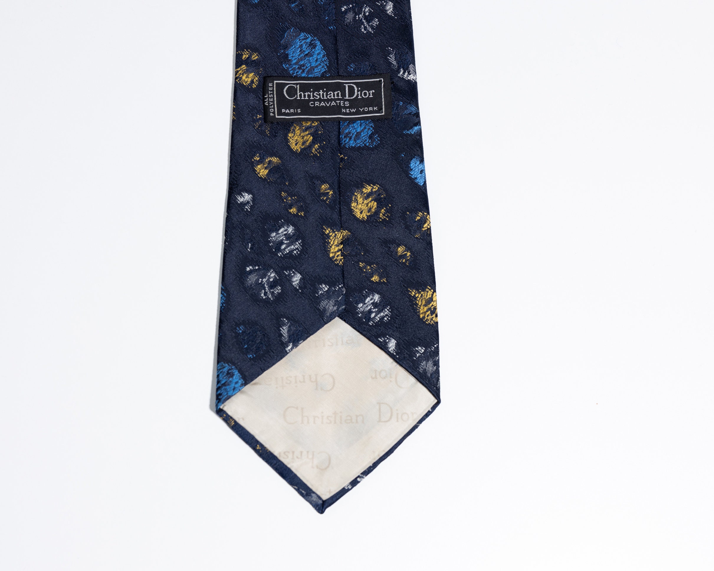 Vintage Christian Dior Paris, New York Cravate Tie, Blue and