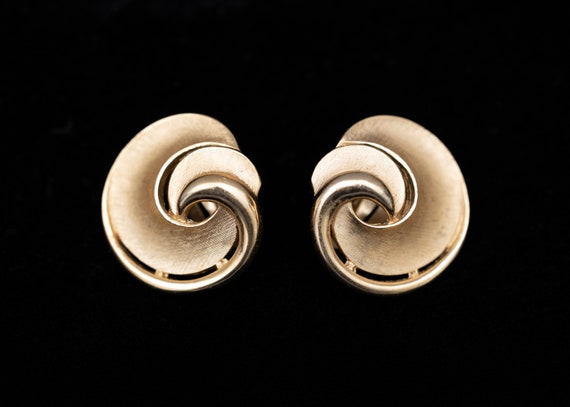 Trifari Crown Gold Tone Leaf Clip-On Earrings - image 1