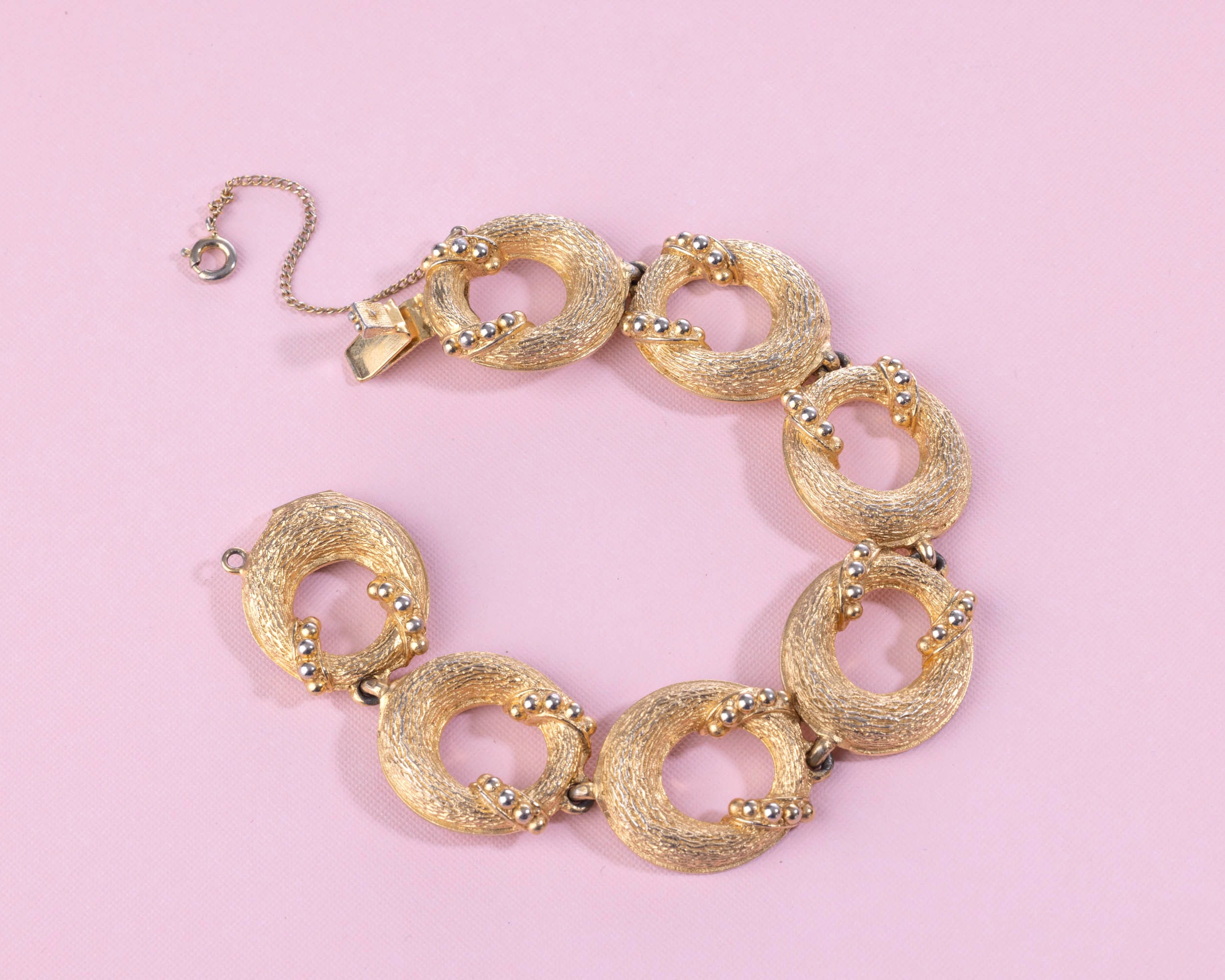 Ciner ゴールドトーン リンクブレスレット 7インチ ヴィンテージ