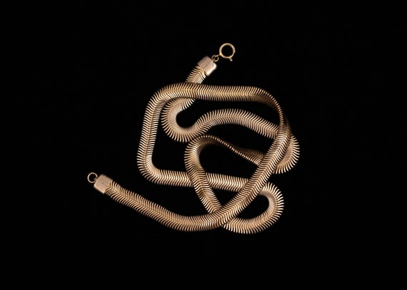 Long 34" Layering Snake Necklace, Gold Tone Chain - image 9
