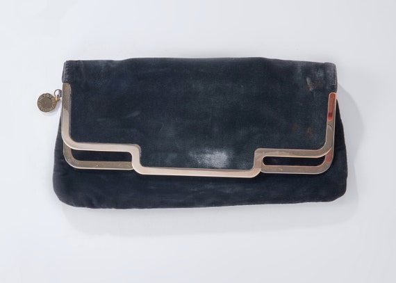 Stella McCartney Gray Velvet Clutch Purse - image 1