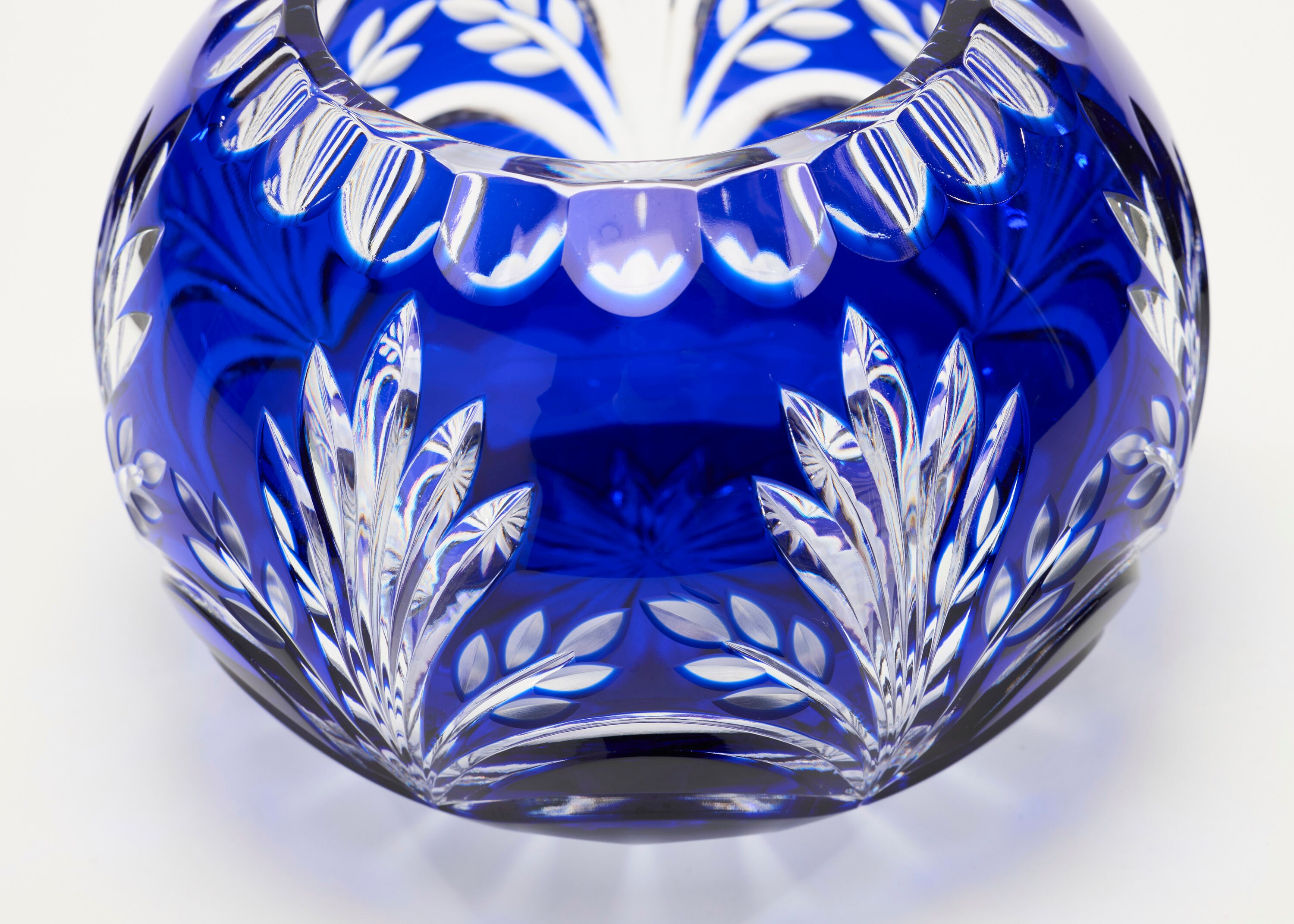 コバルトブルー ハンガリークリスタル 大型花瓶 花器 ヴィンテージ コバルトブルー カット クリスタル花瓶：1980年代