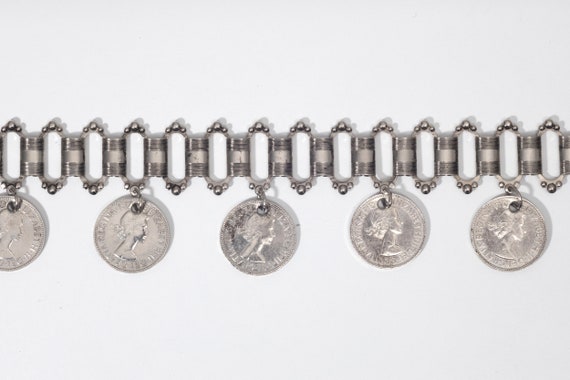 30” Coin Belt Silver Tone Loop Chain Belt with 18… - image 6