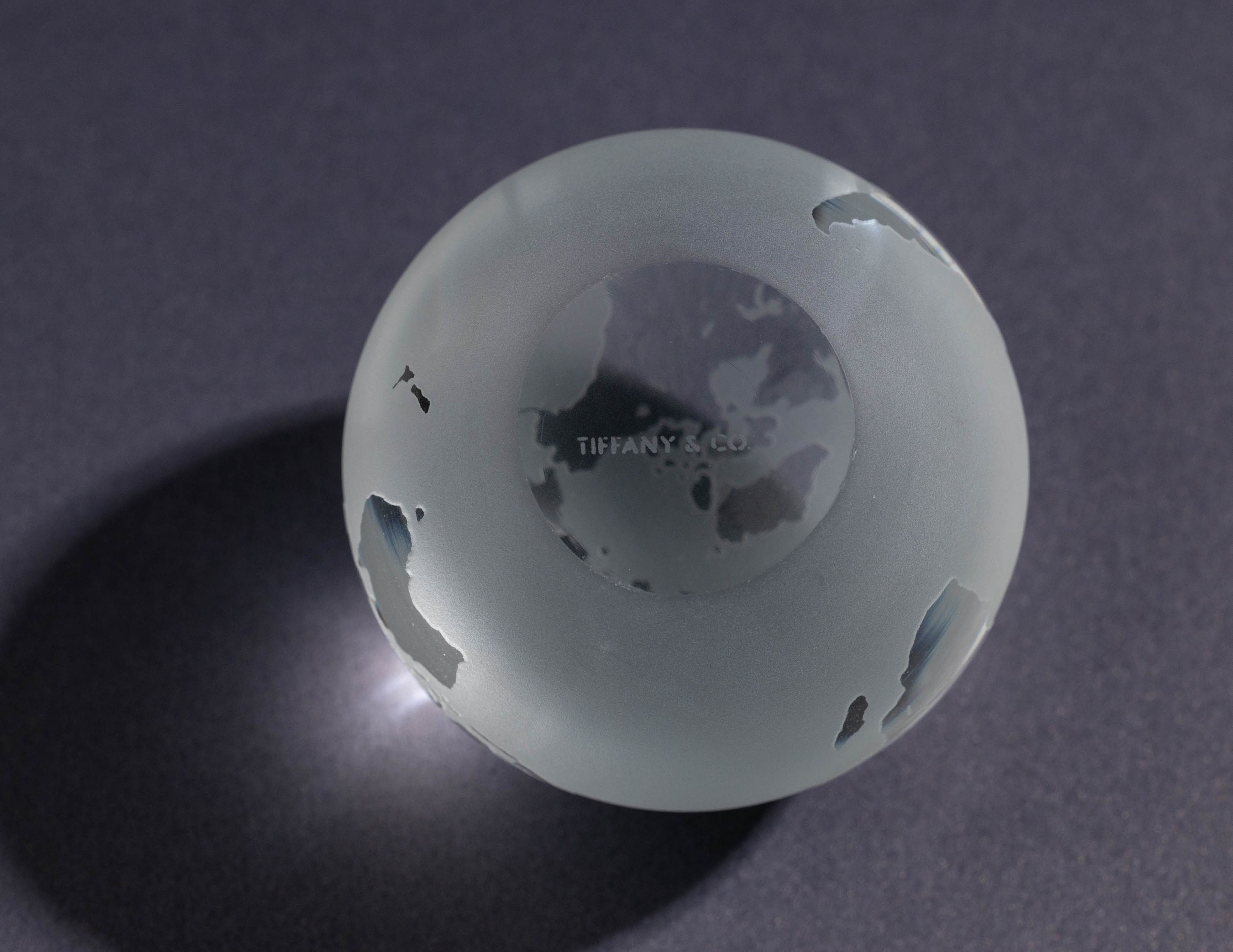 TIFFANY & CO. Art Glass Paperweight Etched Crystal World Globe Etsy
