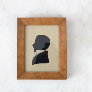 Framed Antique 19th Century Folk Art, Primitive Silhouette, Man