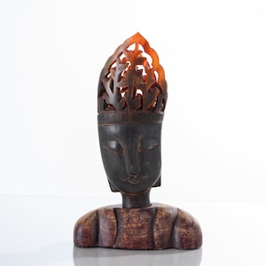 Chinese Hand Carved Ox Horn Bust Kuan Yin Buddhist Deity Goddess of Mercy