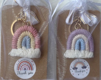 Mini Macrame Rainbow Keychain, Wedding Favor, Thank You Gift