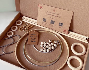 Kit de iniciación al macramé / Kit de manualidades de macramé / Kit de manualidades para principiantes / Crea tu propio macramé, kit de macramé, cuentas de madera para macramé