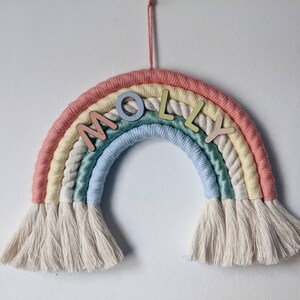 Personalised rainbow wall hanging, nursery rainbow, rainbow decor
