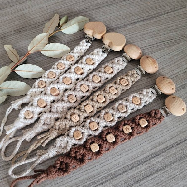 PREMIUM macrame dummy chain Öko Tex Standard 100 certified. NATURAL PRODUCT dummy chain with name gift for birth
