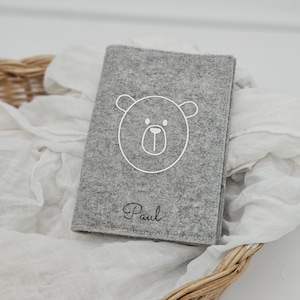 Protège-carte de maternité en feutre de laine Ours personnalisable