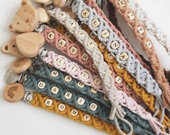 Vintageliebe® macrame pacifier chain with name for girls and boys, personalized Oeko-Tex Standard 100 certified. NATURAL PRODUCT