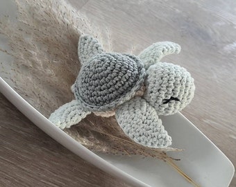 SCHILDI rattle natural toy natural rattle oeko tex standard cotton turtle crocheted gift for birth crochet animal 100% natural