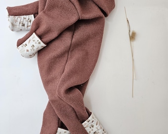 Vintageliebe® WOOL BOWL OVERALL with turn-up cuffs made from 100% virgin wool. Natural product. Walkloden wool overall in blush.