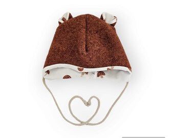 Wool walk bear hat, rust brown