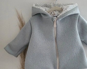 Wool walk jacket with hood, winter jacket, children's jacket, baby jacket