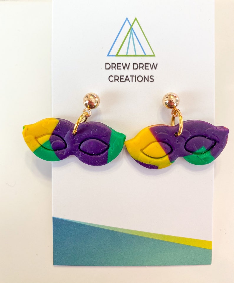 Mardi Gras 2 Clay Earrings