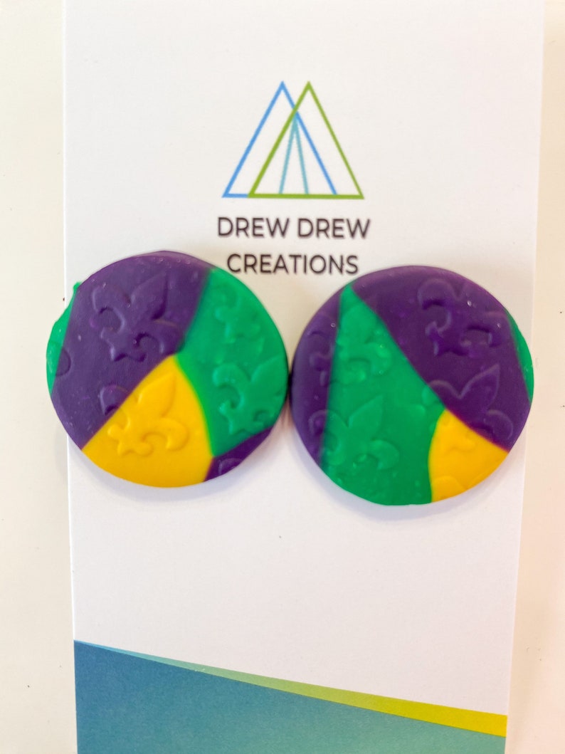 Mardi Gras 2 Clay Earrings