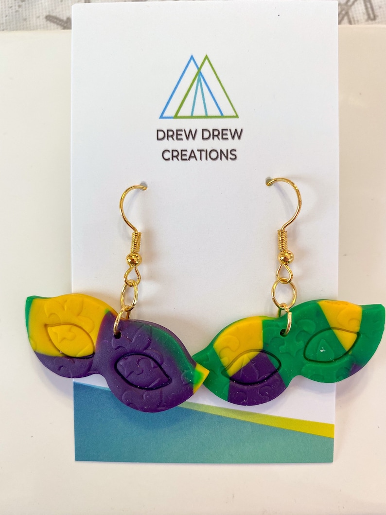 Mardi Gras 2 Clay Earrings