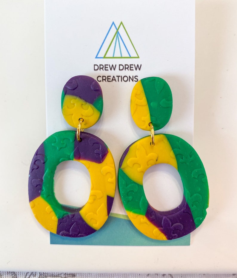 Mardi Gras 2 Clay Earrings