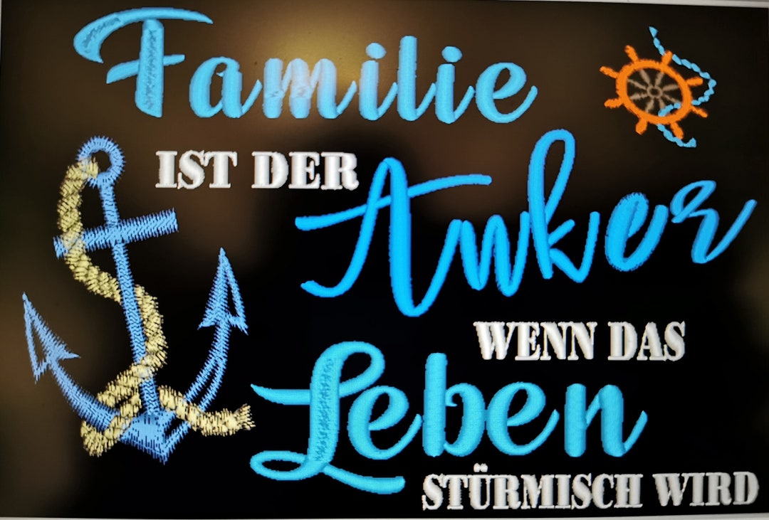 Stickdatei Familie ist der Anker wenn das Leben stürmisch wird Etsy.de