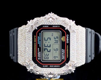 Iced Out VVS1 Moissanite Armbanduhr, handgefertigte silberne Lünette