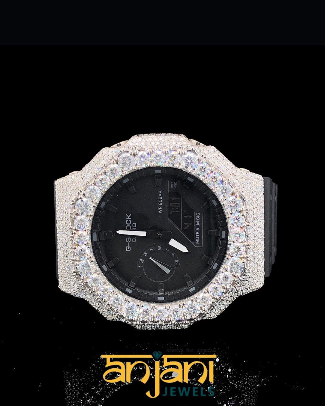Icedout Vvs1 Moissanite Watch/Silver with Moissanite Bezal/Pass Tester Moissanite/Luxury Watches /Vvs Watch