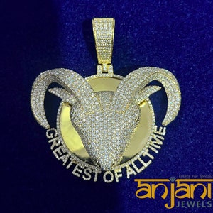 New Icedout Customized  GOAT  Pendant/925 Sterling Silver/Vvs1 Moissanite/Pass Tester Stones/Hip-Hop/ One Rope Chain Free