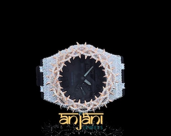 Iced Out Moissanit Uhr mit Lünette, Silber Luxus Uhr