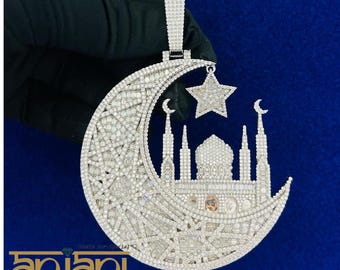 Ciondolo Personalizzato Nome In Argento 925 Con Moissanite Vera 2,94 Ct Uomo - Foto 3