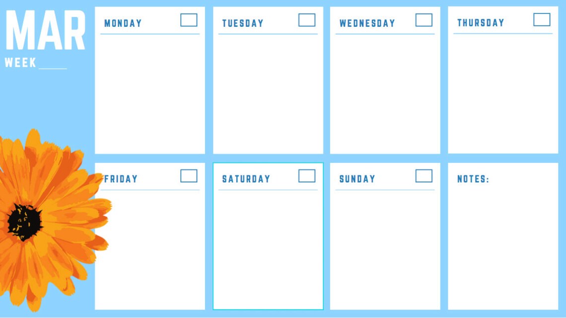 March Calendar Printable PDF Digital Fillable - Etsy