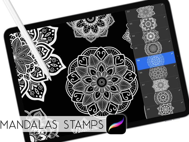Mandalas Stamps Procreate Procreate Brush Digital Art Ipad Etsy