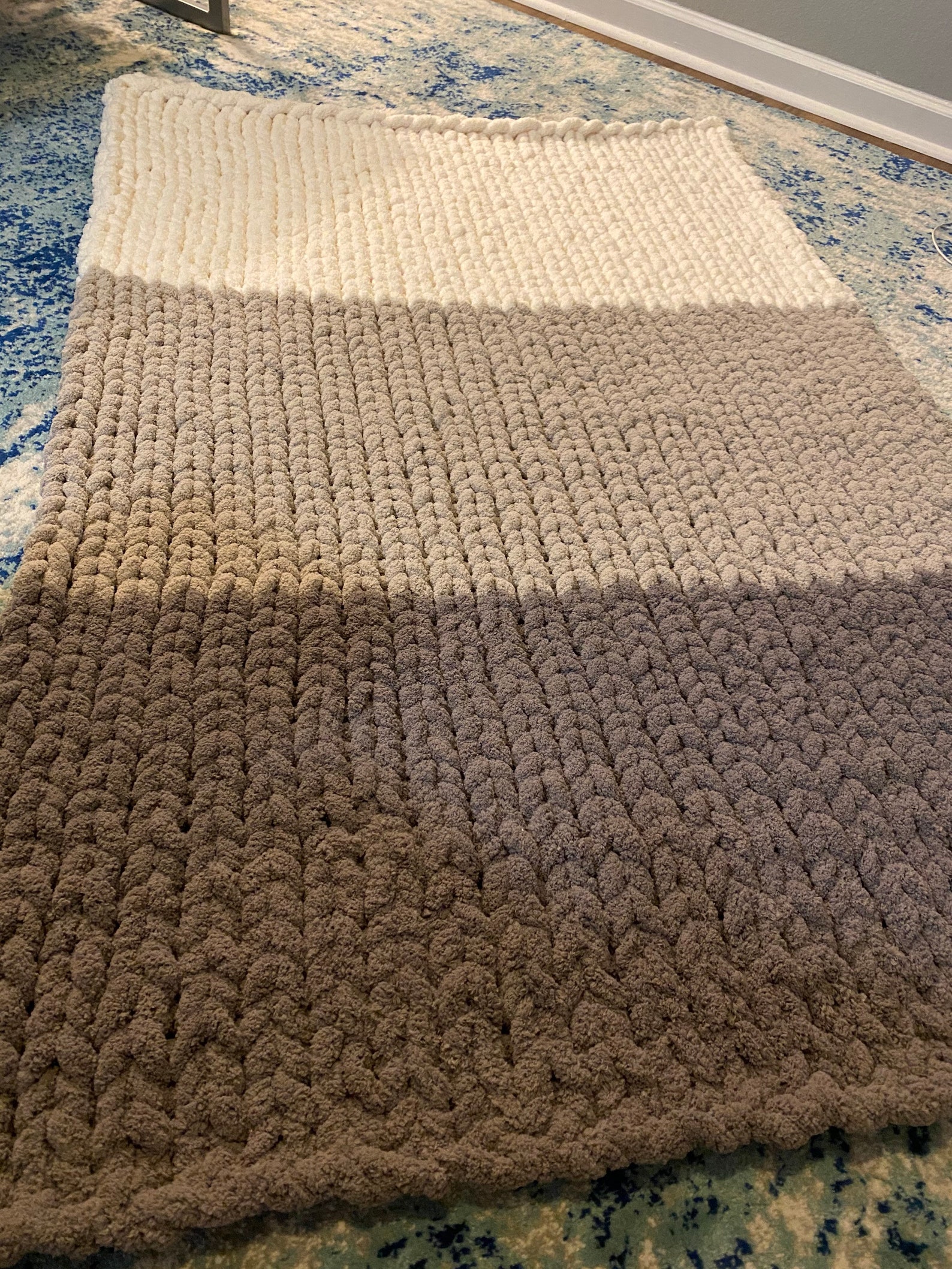 Custom Chunky Knitted Blanket with Bernat Big Yarn. Natural Etsy