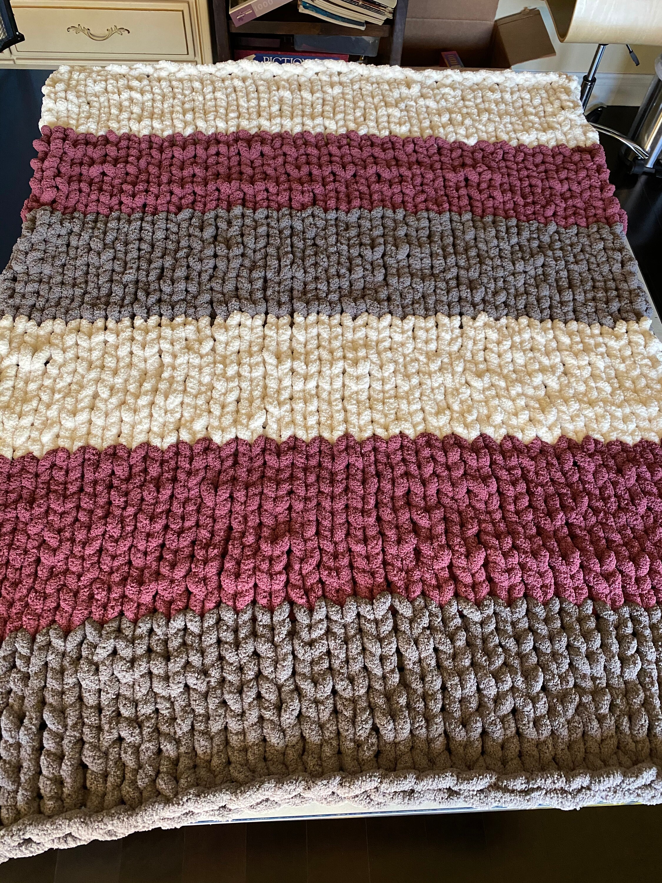 Custom Chunky Knitted Blanket with Bernat Big Yarn. Natural Etsy