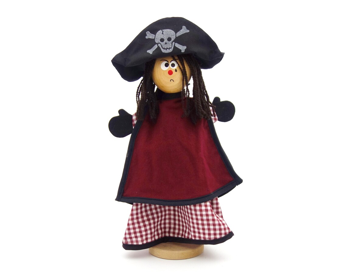 Marionnettes Pirates En Bois à Tirer - Lot De 2 - 21 Cm - Jouets Interactifs Pour Enfants - Décoration Fête