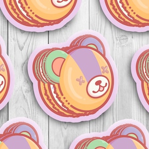 Stitches Animal Crossing-stickers | Zachte kleurrijke macaronsticker | Sticker dorpelingen ACNH | Stickers voor Nintendo-gamers | Voedselstickers midden