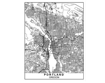 Karta över Portland, Oregon, karta över Portland, Portland, karta över Oregon, Oregon, USA-karta, utskrivbar, anpassad karta, stadskarta, digitaltryck, Portland, Oregon