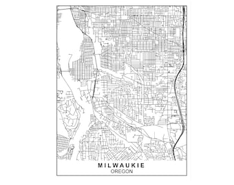 Karta över Milwaukie, Oregon, Karta över Oregon, Oregon, Karta över Milwaukie, Milwaukie, Milwaukie, Oregon, USA-karta, Utskrivbar, Stadskarta, Hemstadskarta, Oregon-konst