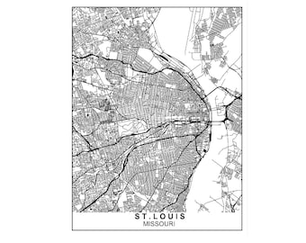 Karta över St. Louis, Missouri, St. Louis, karta över Missouri, Missouri, Saint Louis, STL, utskrivbar, digital karta, karta över St. Louis, STL-karta, karta över USA,