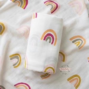 Modern Rainbow Large 120cm 100% Cotton Baby Muslin Swaddle Burping Cloth Blanket Breastfeeding Cover Gift