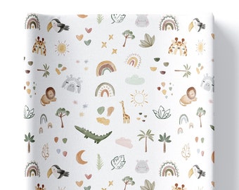 Boho Safari Animals Anti Roll Wedge Baby Changing Mat | Nursery Decor