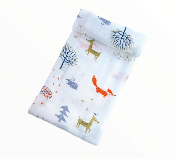 Woodland Animals Forest Fox Deer Bunny Super Soft 60x60cm Bamboo Unisex Baby Muslin Square Burping Cloth Gift