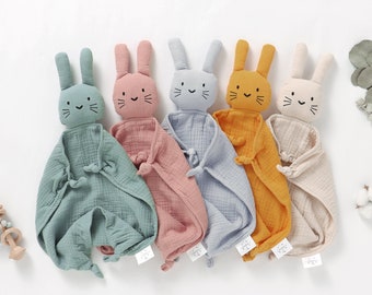 Couverture d'édredon en mousseline de coton bio lapin unisexe bébé fille garçon nouveau-né cadeau de douche neutre entre les sexes