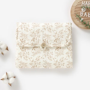 Cambiador de viaje para bebé de algodón orgánico con estampado floral neutro, impermeable, lavable, unisex, regalo para recién nacidos, niño y niña