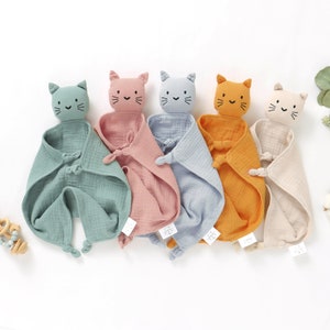 Cat Organic Cotton Muslin Baby Comforter Blanket Unisex Baby Girl Boy Newborn New Baby Gender Neutral Shower Gift