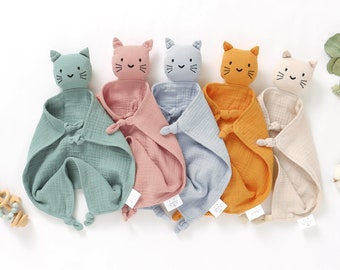 Cat Organic Cotton Muslin Baby Comforter Blanket Unisex Baby Girl Boy Newborn New Baby Gender Neutral Shower Gift